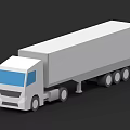 White Box Truck with Blue Windshield and Multiple Wheels Simple 3D Model Design 3d model