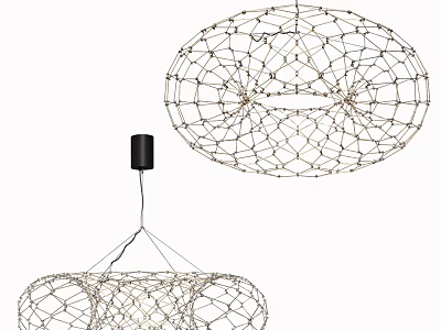 Contemporary Wire Mesh Chandelier With Intricate Geometric Patterns And Hanging Frame Structure 3d model