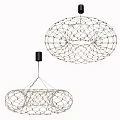 Contemporary Wire Mesh Chandelier With Intricate Geometric Patterns And Hanging Frame Structure 3d model