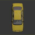 Yellow Compact Car with Shiny Exterior and Clear Windows on Dark Reflective Surface