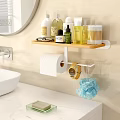 Wall Mounted Bathroom Shelf with Toiletries Tissue Holder and Bath Sponge