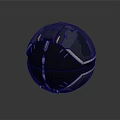 Futuristic Black Mechanical Sphere With Metallic Components And Geometric Design