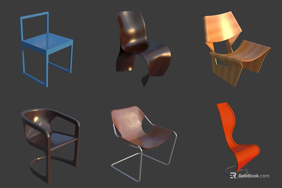 Stylish Modern Leisure Chairs Featuring Various Designs And Color Choices For Home Decor 3d model 