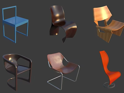 Stylish Modern Leisure Chairs Featuring Various Designs And Color Choices For Home Decor 3d model