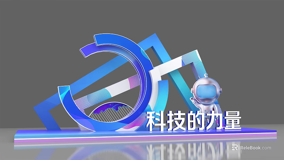 Technological Power Visualization With Blue Geometric Shapes Modern Design And Futuristic Elements 3d model