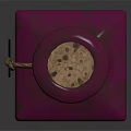 Purple Red Square Medical Device Bottle With Wooden Cork Metal Ring And Smooth Surface Reflection