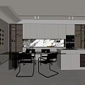 Modern Open Restaurant Interior Design With Dining Table And Chairs 3d model
