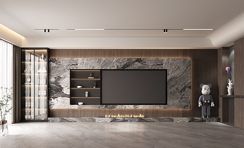 Modern TV background wall 3d model