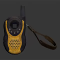 Portable Purple And Yellow Walkie Talkie With Brown Lanyard Design