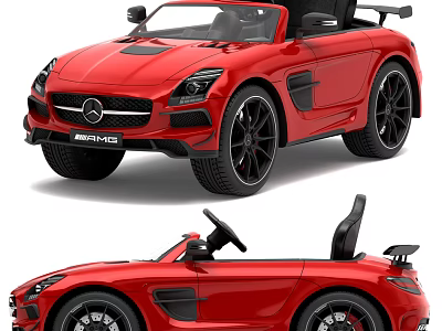Red Mercedes AMG Kids Convertible Toy Car With Black Wheels And Seats 3d model