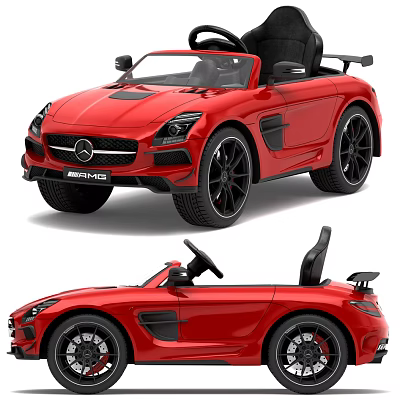 Red Mercedes AMG Kids Convertible Toy Car With Black Wheels And Seats 3d model