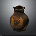 Ancient Greek Amphora With Red Figure Decorations And Historical Artistic Scenes