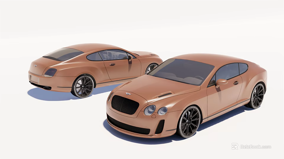 Luxury Copper Colored Coupe Cars With Sleek Design And Black Wheels On White Background 3d model 