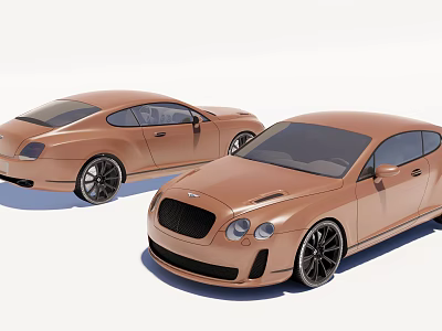 Luxury Copper Colored Coupe Cars With Sleek Design And Black Wheels On White Background 3d model