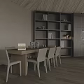 Minimalist Modern Dining and Living Room With Wooden Ceiling Dining Table Large Windows and Sofa