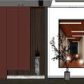 Modern Entryway Cabinet And Sideboard Design With Large Mirror Green Plant And Marble Accents