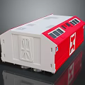Cartoon Scene Of Red And White Small Building Model With Windows And Door Design