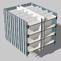 Modern Building Facade Featuring Glass Curtain Wall And Metal Frames For Multi Storey Structure 3d model