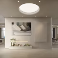 Modern Duplex Living Room Interior With Chandelier High Ceiling And Large Windows