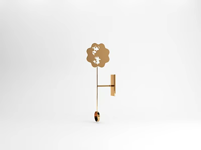 Golden Flower Shaped Decorative Ornament Set With Minimalist Design For Home Decor 3d model