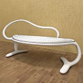 Modern Leisure Chair With White Curved Frame And Pink Cushioned Seat On Wooden Floor