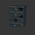 Vintage Dark Wooden Chest Of Drawers With Four Drawers And Metal Knobs