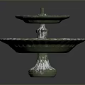 Two Tier Decorative Fountain With Green And White Weathered Ceramic Base