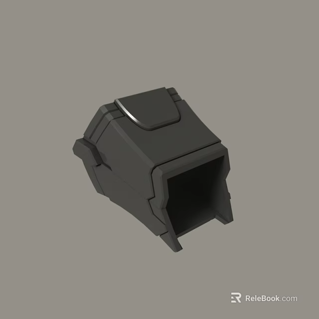 Black 3D Modeled Mechanical Component with Angular Structure Curved Top and Hollow Base 3d model