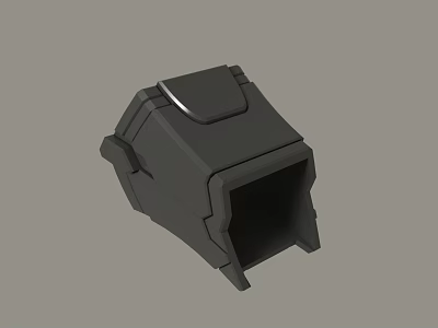 Black 3D Modeled Mechanical Component with Angular Structure Curved Top and Hollow Base 3d model