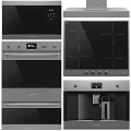 Modern Black Stainless Steel Kitchen Appliances Including Oven Induction Cooktop And Coffee Machine