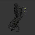 Black Mechanical Organic Monster Character With Muscular Build And Clawed Limbs
