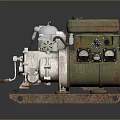 Vintage Mechanical Equipment Old Engine Generator With Meters Knobs And Metal Base 3d model