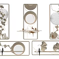 Modern Wall Decor With Metal Frames Geometric Elements And Plant Ornaments