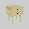Wooden Bedside Table With Two Drawers And Black Knobs Simple Design 3d model
