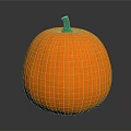 Fresh Orange Pumpkin With Green Stem And Smooth Surface On Black Reflective Background