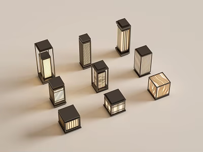 Modern Chinese Landscape Lamp Lawn Lamp Garden Lamp Outdoor Lamp Combination 3d model