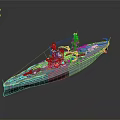 Large Military Warship 3D Model With Detailed Deck Towers And Weaponry