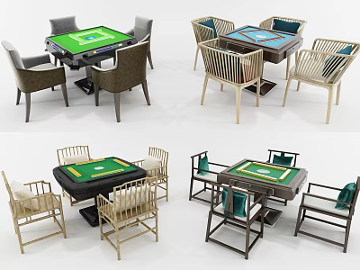 Various Styles Game Entertainment Tables With Matching Chairs And Colorful Tabletops 3d model