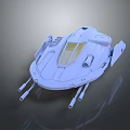 Futuristic White Spaceship Model With Streamlined Design Yellow Windows And Landing Gear