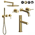 Brushed Gold Modern Bathroom Faucet Set With Shower Head And Handles