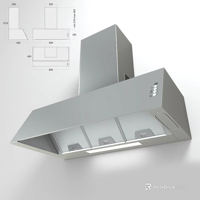 Modern Silver BOSCH Kitchen Range Hood With Bright Lighting And Sleek Design 3d model 