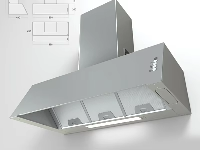 Modern Silver BOSCH Kitchen Range Hood With Bright Lighting And Sleek Design 3d model