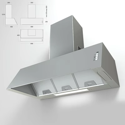 Modern Silver BOSCH Kitchen Range Hood With Bright Lighting And Sleek Design 3d model