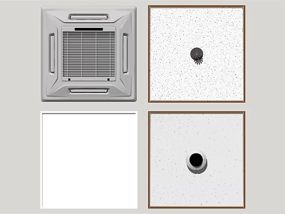Ceiling Panel Designs With Vent Light Fixture And Textured Surface Frames 3d model
