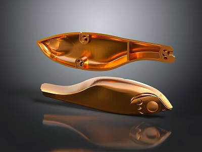 Golden Metal Daily Necessities Handles With Shiny Surface And Modern Design 3d model