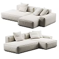 Modular Sectional Sofa Beige Upholstered With Plush Cushions Modern Design For Living Room Comfortable Seating