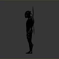 Futuristic Black Armored Character With Red Glowing Wings And Extended Arms