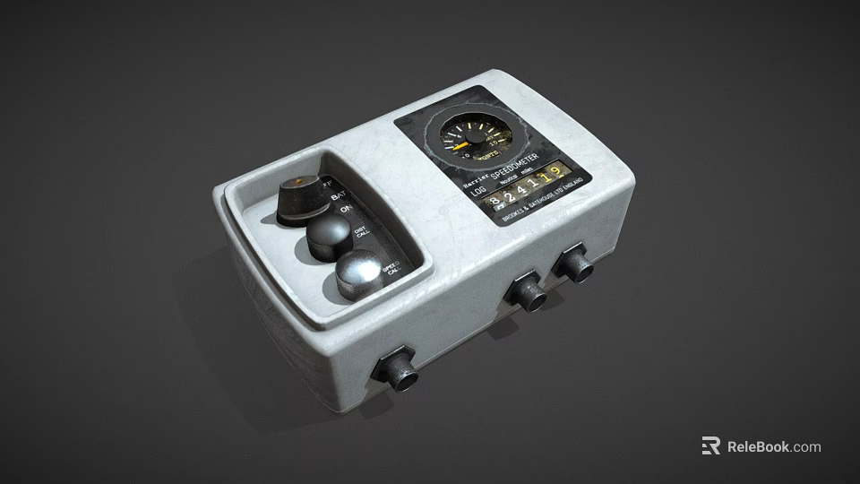 Gray Industrial Control Device With Analog Meter Knobs Buttons And Ports 3d model
