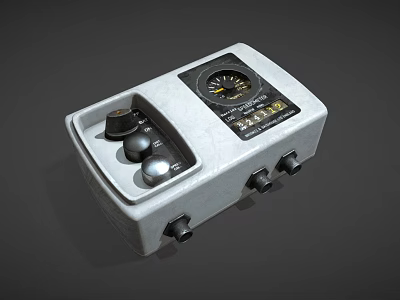Gray Industrial Control Device With Analog Meter Knobs Buttons And Ports 3d model