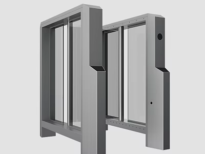 Modern Symmetrical Automatic Door System With Metal Frame And Glass Panels 3d model
